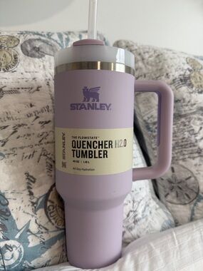 Stanley Lavender Quencher Tumbler with White Lid and Gold Band